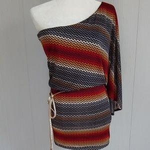 HAK One Shoulder Chevron Tunic Dress NWOT